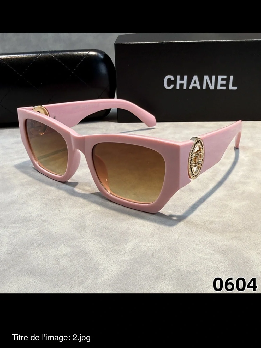 Super Sunglasses Pink Oversized Square Sunglasses with Gold Medallion